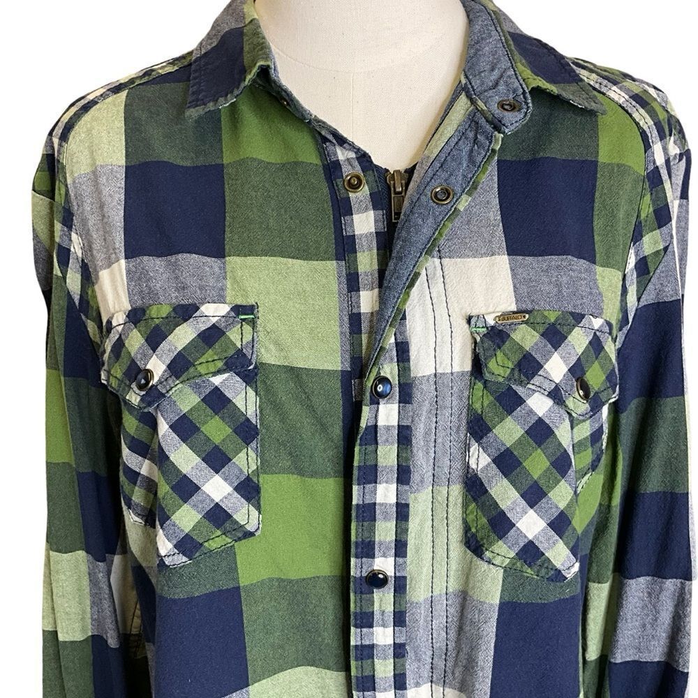 Buffalo David Bitton Woman's Long Sleeve Snap Front Fitted Plaid Shirt Size L - Picture 2 of 14